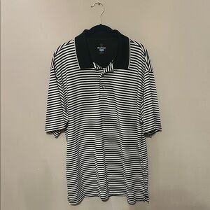 PGA Tour Men's Polo Shirt in Black and White Stripes